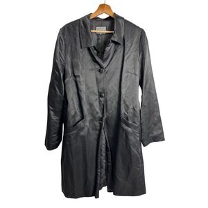 Vintage Guess Collection Black Linen Blend Longline Jacket Coat off duty model